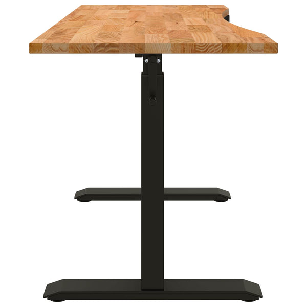 vidaXL Desk Black and Light Brown 140 x 60 cm Solid Oak Wood
