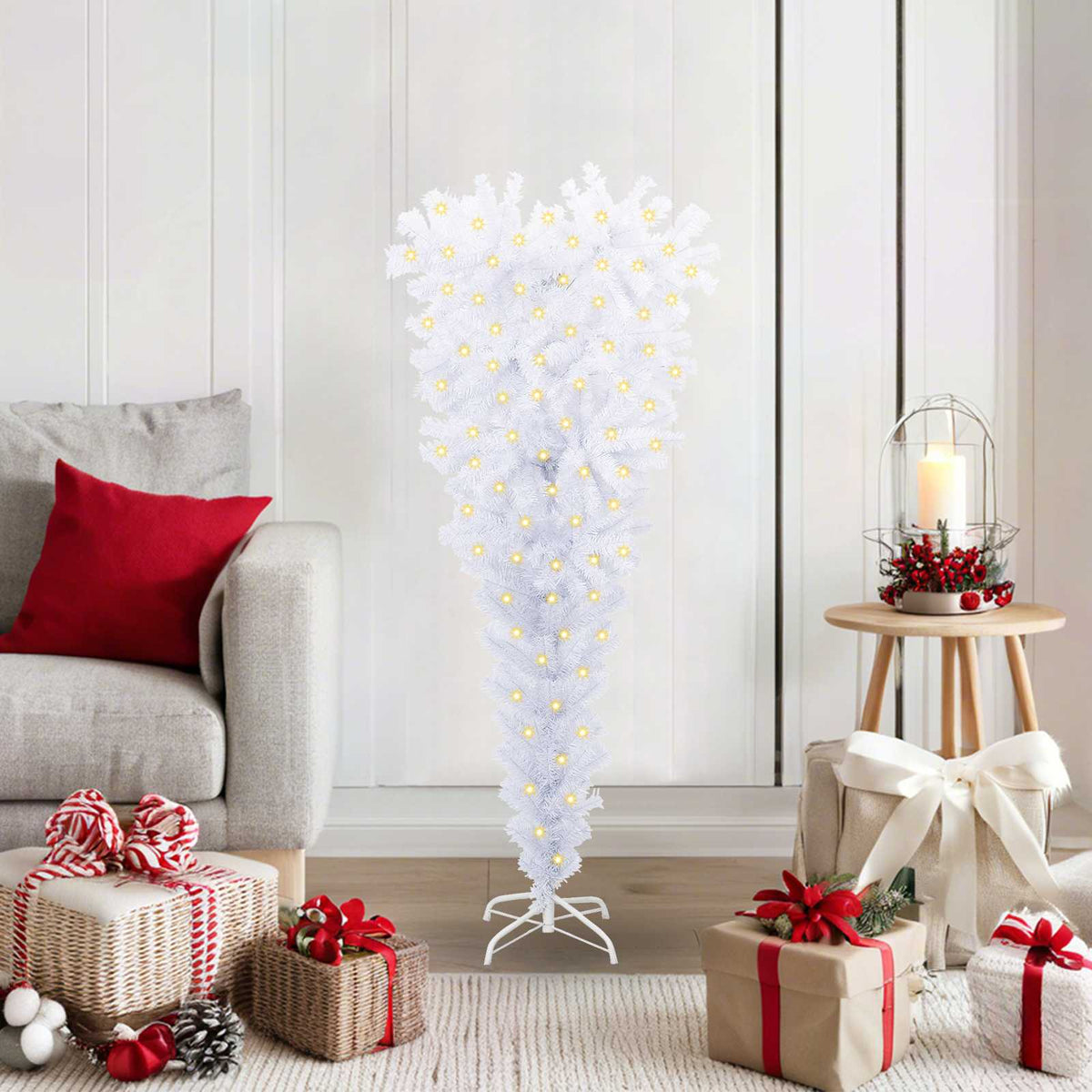 vidaXL Artificial Christmas Tree White 120 cm PVC and Steel