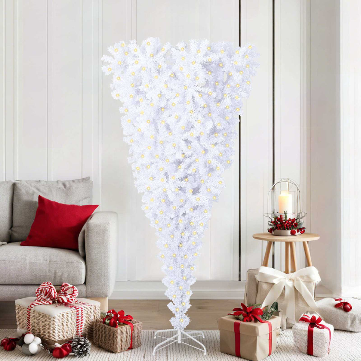 vidaXL Artificial Christmas Tree White 180 cm PVC and Steel