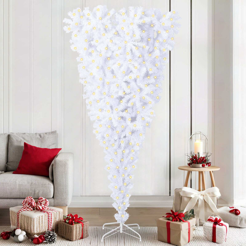 vidaXL Artificial Christmas Tree White 210 cm PVC and Steel