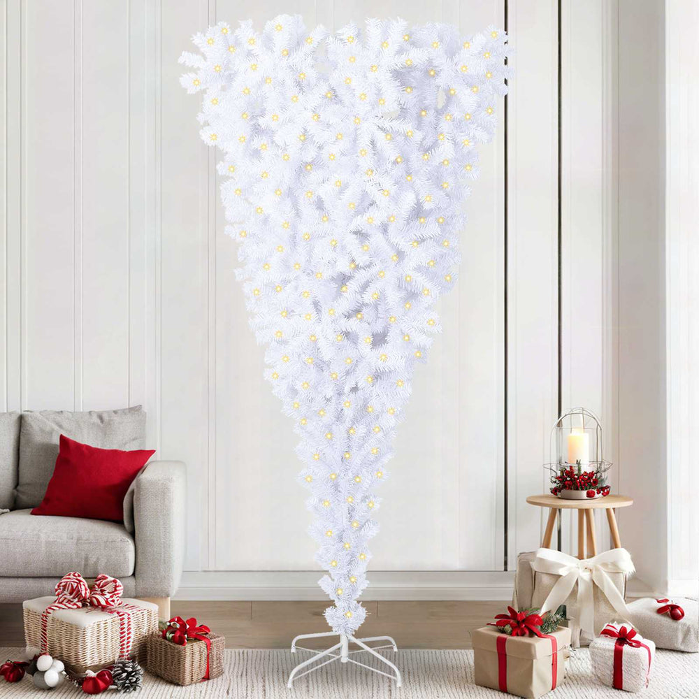 vidaXL Artificial Christmas Tree White 240 cm PVC and Steel