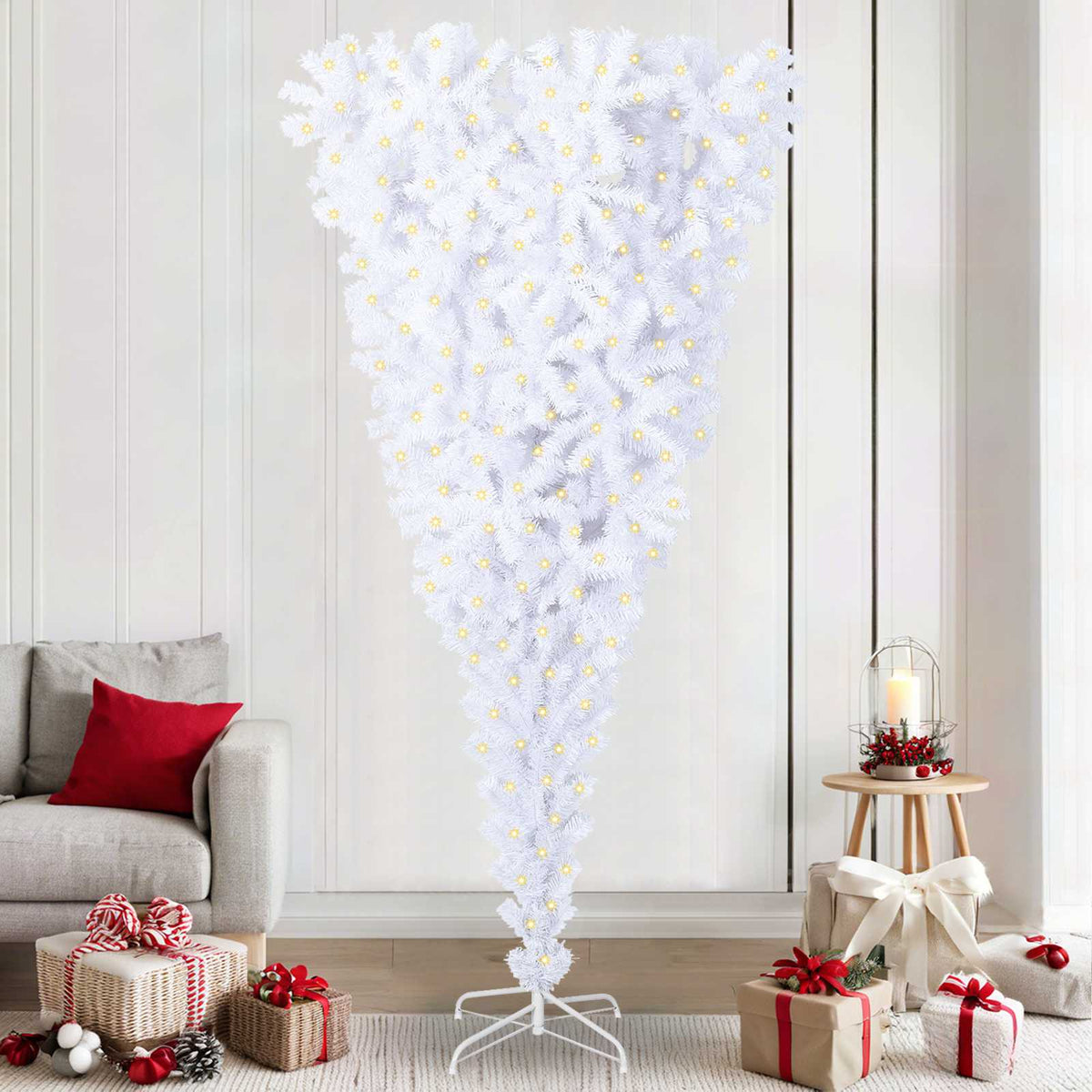 vidaXL Artificial Christmas Tree White 240 cm PVC and Steel