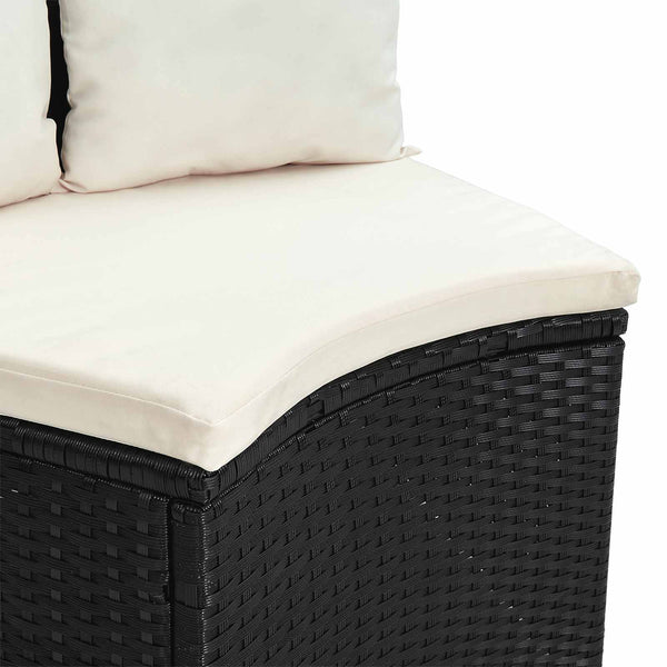 vidaXL 2-piece Sofa Set Black Solid Acacia Wood and Poly Rattan