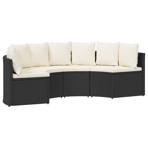 vidaXL 2-piece Sofa Set Black Solid Acacia Wood and Poly Rattan