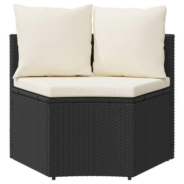 vidaXL 2-piece Sofa Set Black Solid Acacia Wood and Poly Rattan