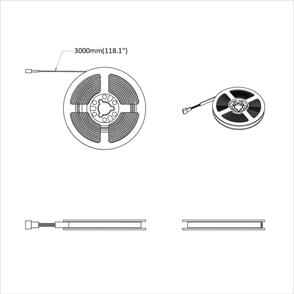 vidaXL LED Strip 2 pcs Black and Transparent 3000 mm