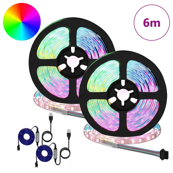 vidaXL LED Strip 2 pcs Black and Transparent 3000 mm