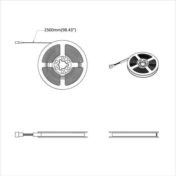vidaXL LED Strip 2 pcs Black and Transparent 2500 mm
