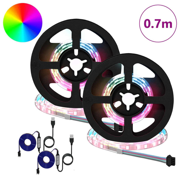 vidaXL LED Strips 2 pcs Black and Transparent 350 mm