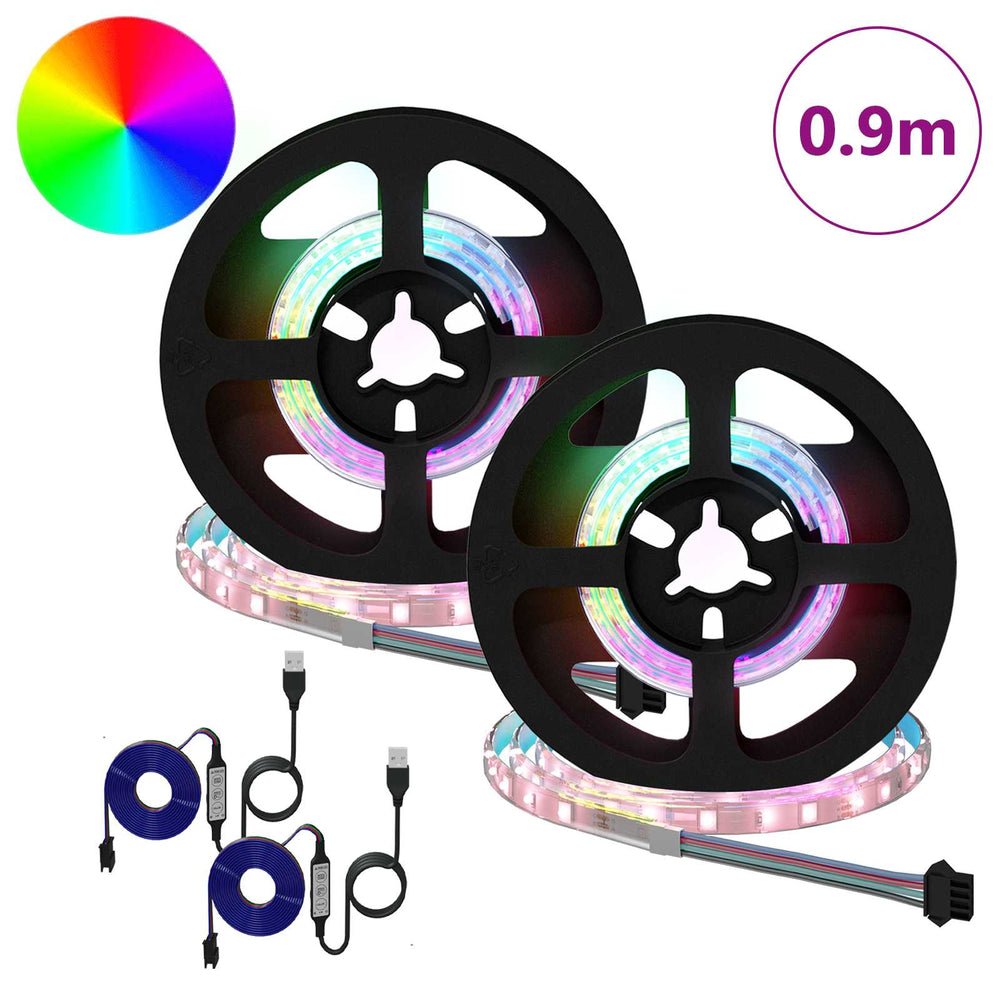 vidaXL LED Strip 2 pcs Black and Transparent 450 mm