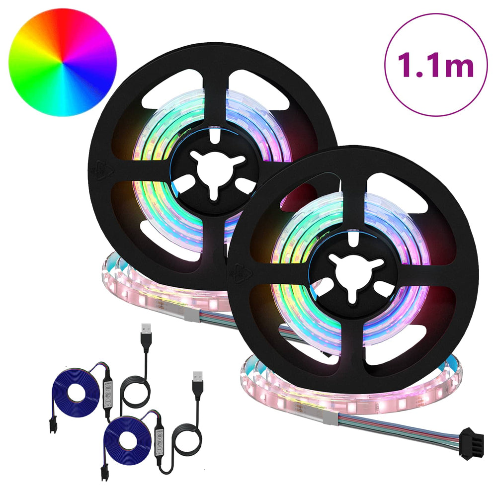 vidaXL LED Strips 2 pcs Black and Transparent 550 mm