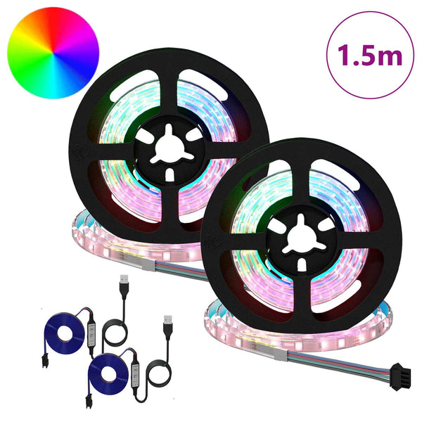 vidaXL LED Strip Lights 2 pcs Black and Transparent 750 mm
