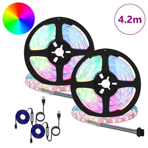 LED Streifen 2er Set, Schwarz/Transparent, 210cm