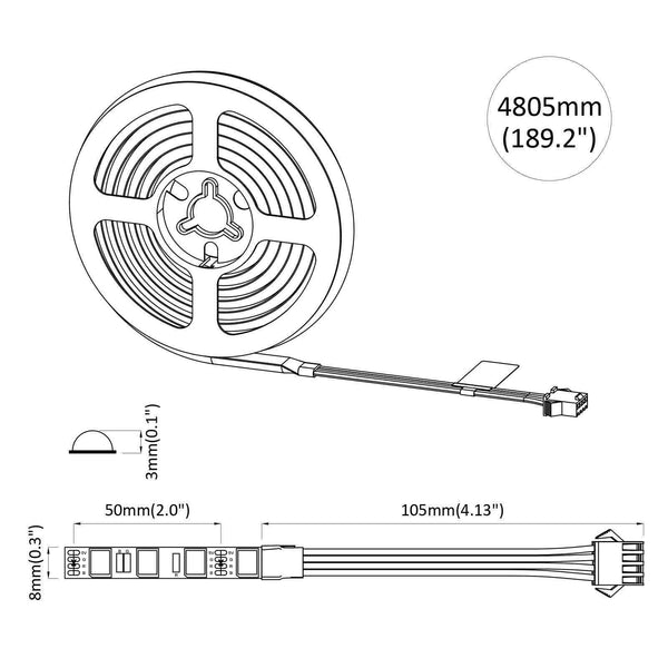 LED Streifen 2er Set, 4700 mm, Schwarz/Transparent