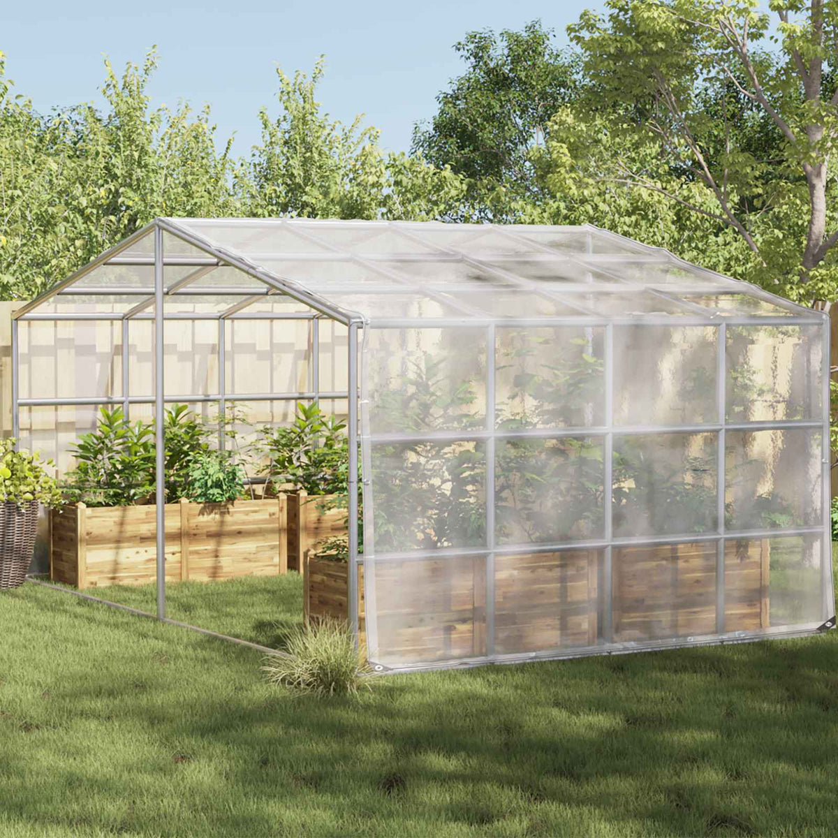 Transparente Pflanzenabdeckung 4x4 m