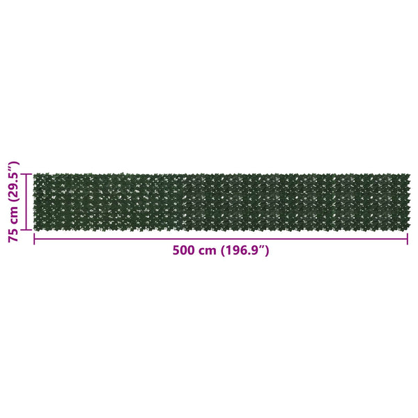 vidaXL Artificial Leaf Hedge Roll Dark Green 500 x 75 cm
