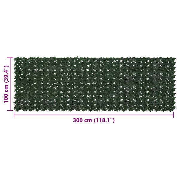vidaXL Artificial Leaf Hedge Roll Dark Green 300 x 100 cm