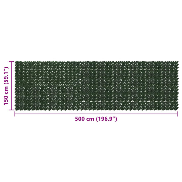 vidaXL Artificial Leaf Balcony Screen Dark Green 500 x 150 cm