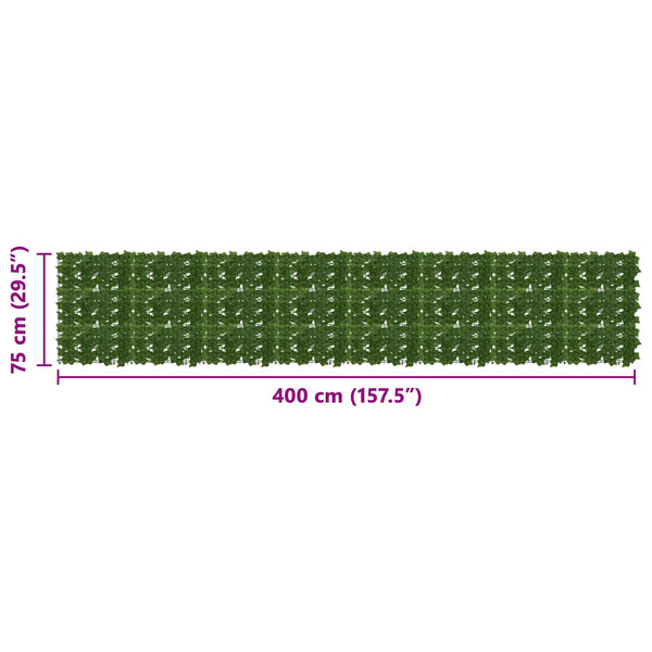 vidaXL Balcony Screen with Green Leaves 400 x 75 cm
