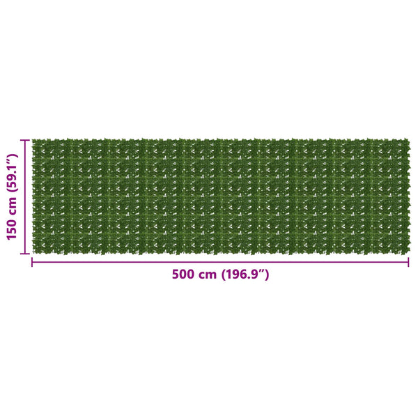 vidaXL Balcony Screen with Leaves Green 500 x 150 cm