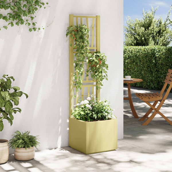 vidaXL Garden Planter with Trellis Green 36 x 36 x 140 cm PP