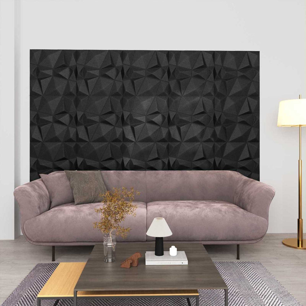 3D Wandpaneele Diamant Schwarz, 24 Stk.