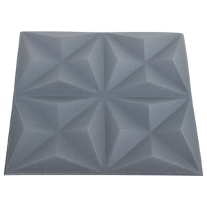 3D Wandpaneele Origami Grau, 48 Stk.