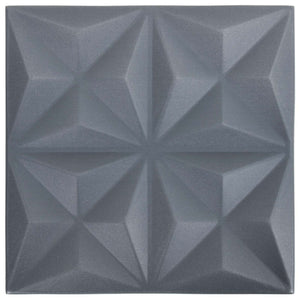 3D Wandpaneele Origami Grau, 48 Stk.