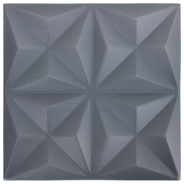 3D Wandpaneele Origami Grau, 48 Stk.