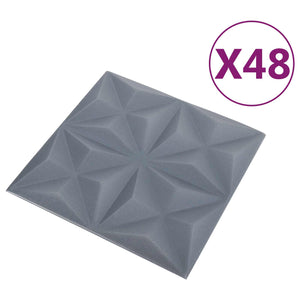 3D Wandpaneele Origami Grau, 48 Stk.