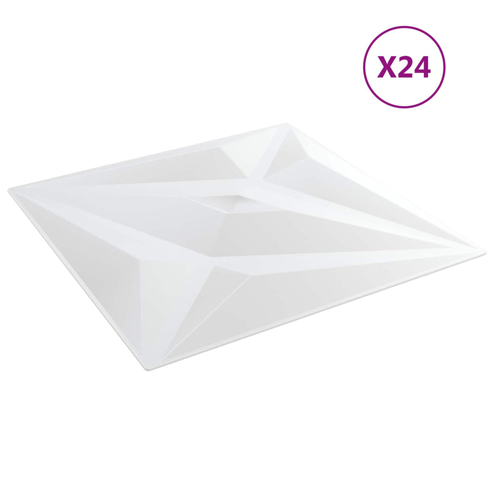 Weiße Wandpaneele Stern 3D, 24 Stk.