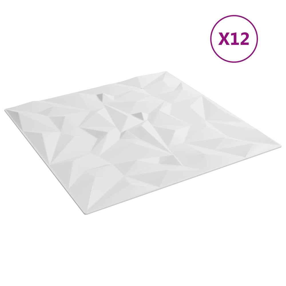 3D Wandpaneele Weiß 50x50cm, 12er Set
