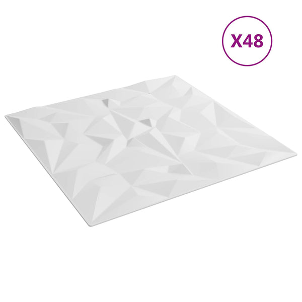 Weiße Wandpaneele 3D XPS Schaum 50x50cm, 48 Stk.