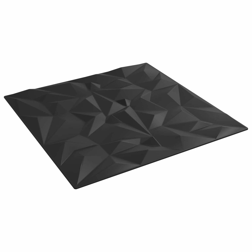 Schwarze Wandpaneele 3D 50x50cm, 12 Stk.