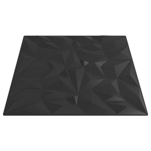 vidaXL Wall Panels 24 pcs Black 50 x 50 cm XPS Foam