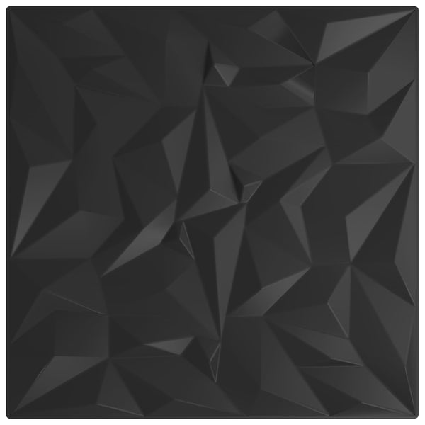 vidaXL Wall Panels 24 pcs Black 50 x 50 cm XPS Foam