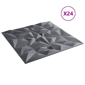 vidaXL Wall Panels 24 pcs Amethyst Gray 50 x 50 cm XPS Foam