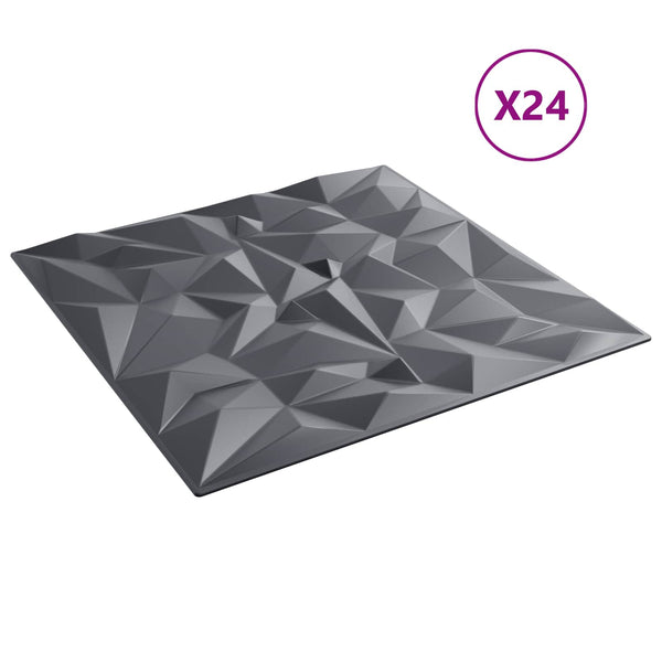 vidaXL Wall Panels 24 pcs Amethyst Gray 50 x 50 cm XPS Foam