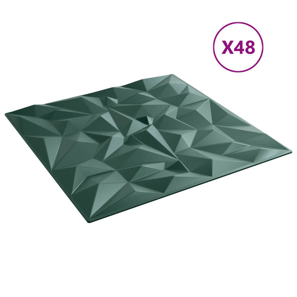 vidaXL Wall Panels 48 pcs Amethyst Green 50 x 50 cm XPS Foam