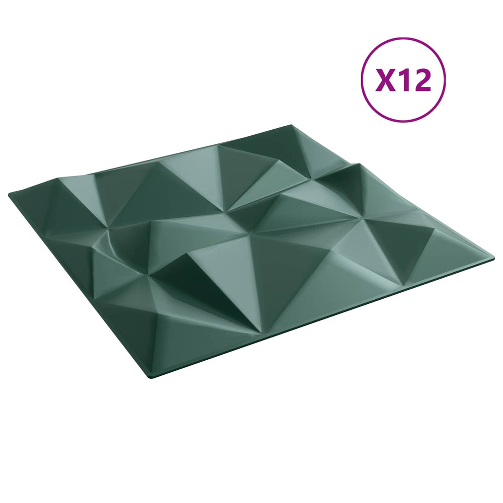 vidaXL Wall Panels 12 pcs Diamond Green 50 x 50 cm XPS Foam