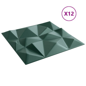 vidaXL Wall Panels 12 pcs Diamond Green 50 x 50 cm XPS Foam