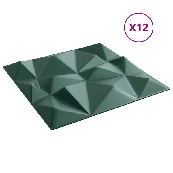 vidaXL Wall Panels 12 pcs Diamond Green 50 x 50 cm XPS Foam