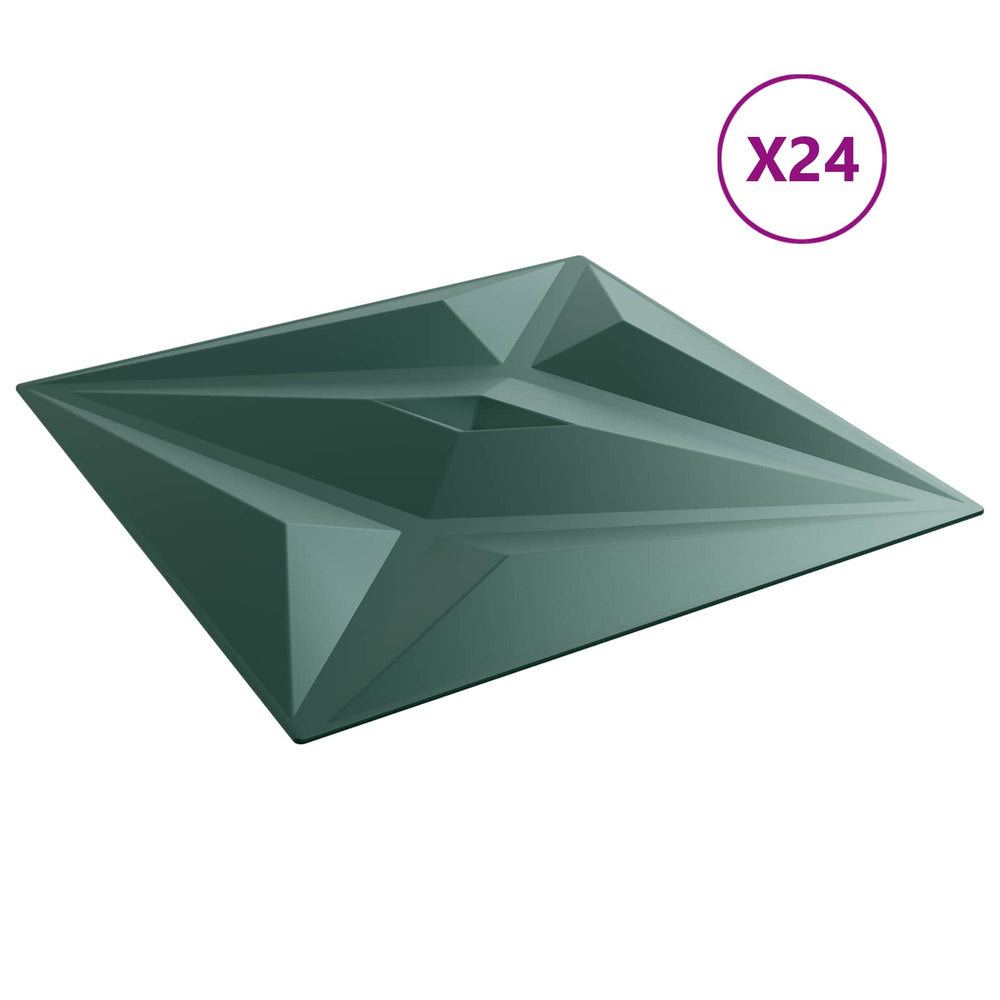 vidaXL Wall Panels Star 24 pcs Star Green 50 x 50 cm XPS Foam