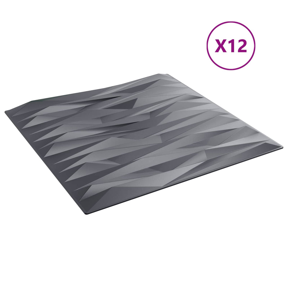 vidaXL Wall Panels 12 pcs Stone Grey 50 x 50 cm XPS Foam