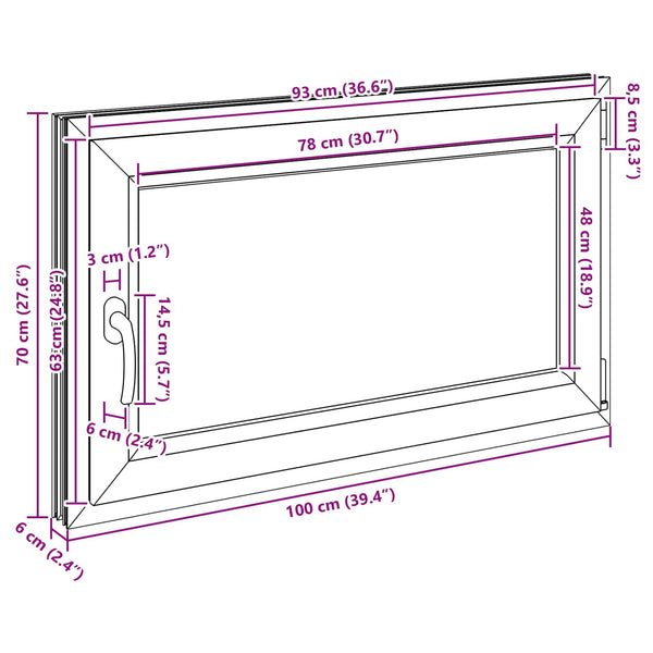 vidaXL Basement Window RISOR 100 x 70 cm PVC and Glass White