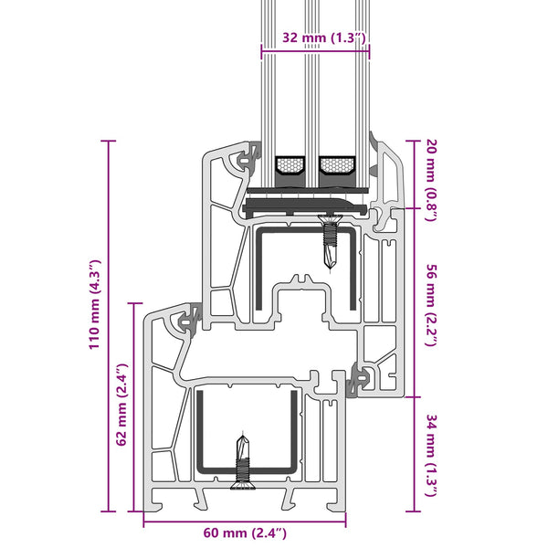 vidaXL Basement Window RISOR 100 x 70 cm PVC and Glass White