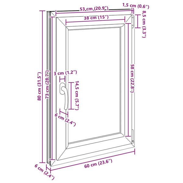 vidaXL Basement Window RISOR 60 x 80 cm PVC and Glass Anthracite