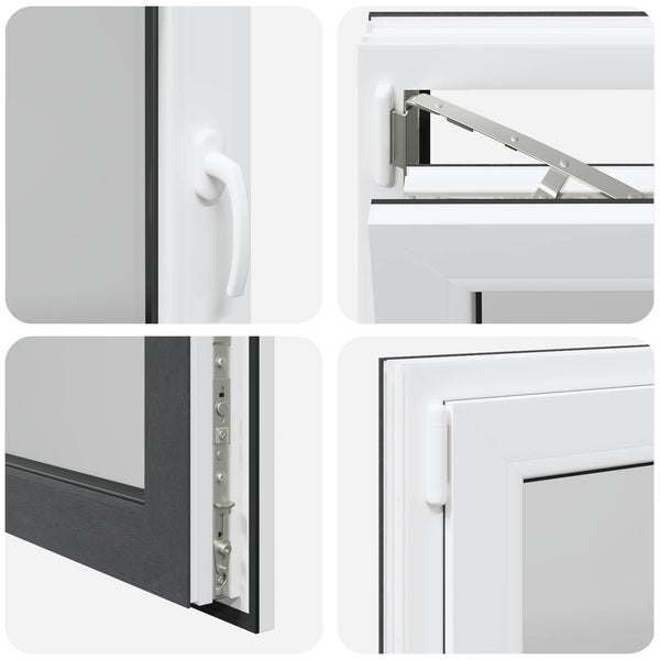 vidaXL Basement Window RISOR 90 x 70 cm PVC and Glass Anthracite