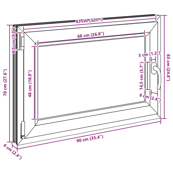 vidaXL Basement Window RISOR 90 x 70 cm PVC and Glass Anthracite
