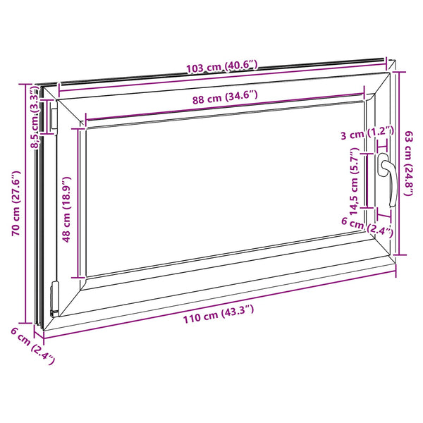 vidaXL Basement Window RISOR 110 x 70 cm PVC and Glass Anthracite